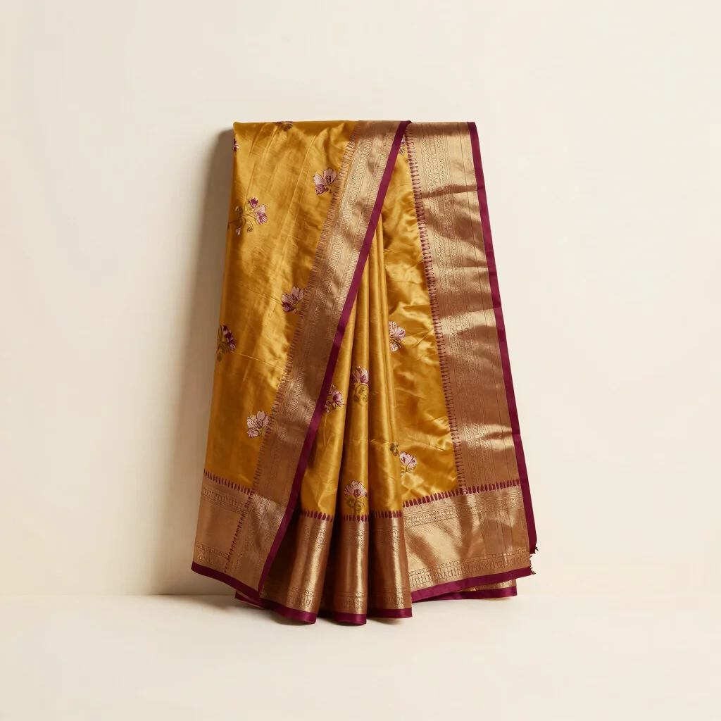 Mustard Floral Wedding Silk