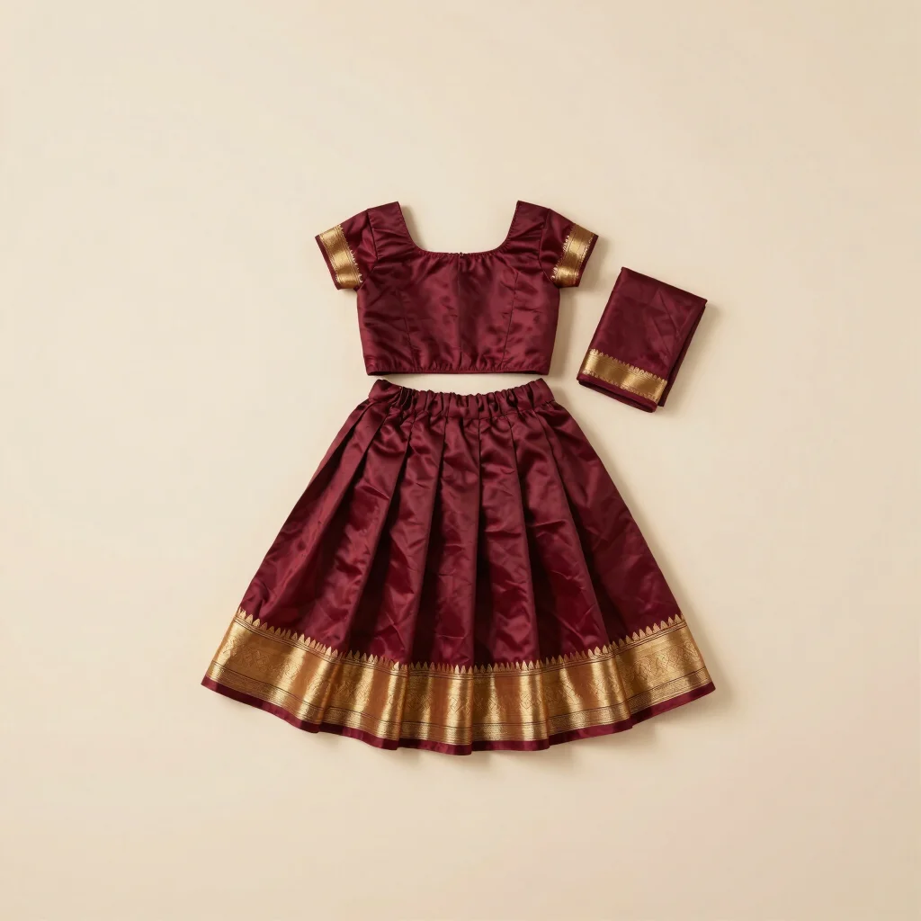 Little Maroon Silk Pavadai